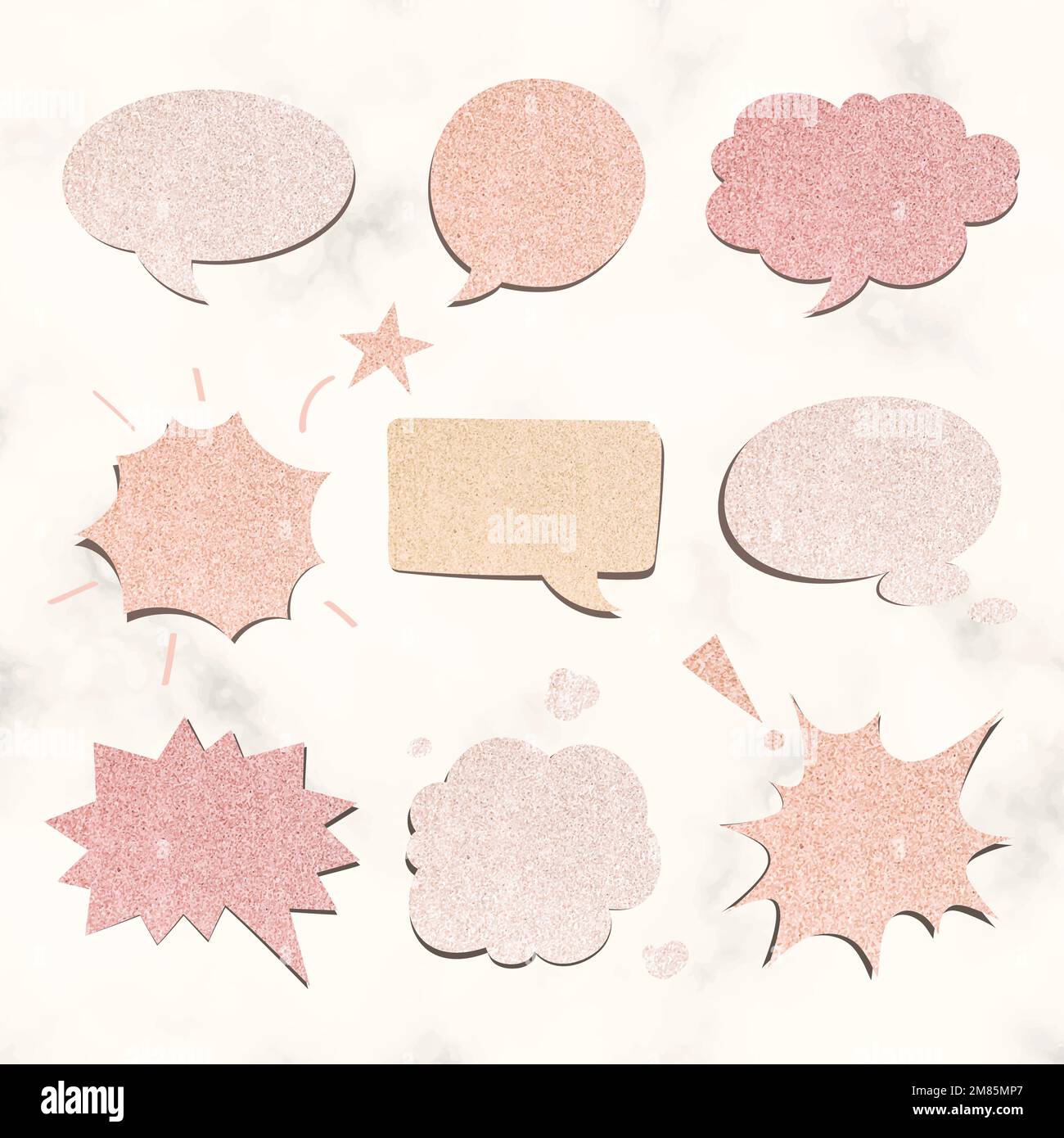 Speech bubble vector in glitter texture style set Stock Vector Image