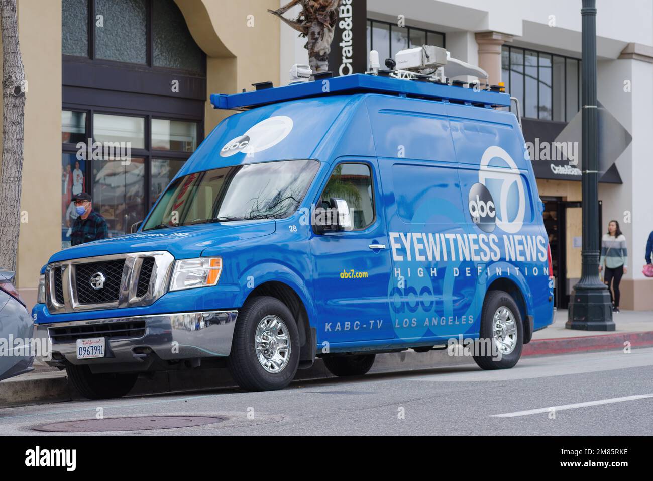 Pasadena, California, United States - January 1, 2023: abd 7 Eyewitness News van shown parked in the City of Pasadena in Los Angeles County. Stock Photo