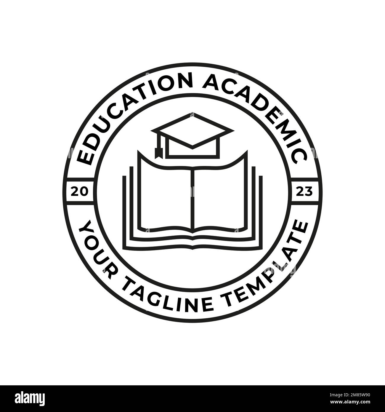 Book Illustration with simple Toga cap for Education Logo Design Emblem, School University Label, template Stock Vector