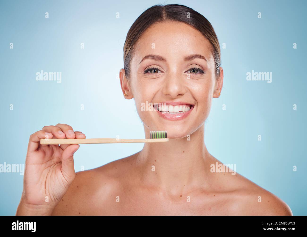 Brushing teeth, dental and woman with toothbrush for teeth whitening and beauty, oral health and
