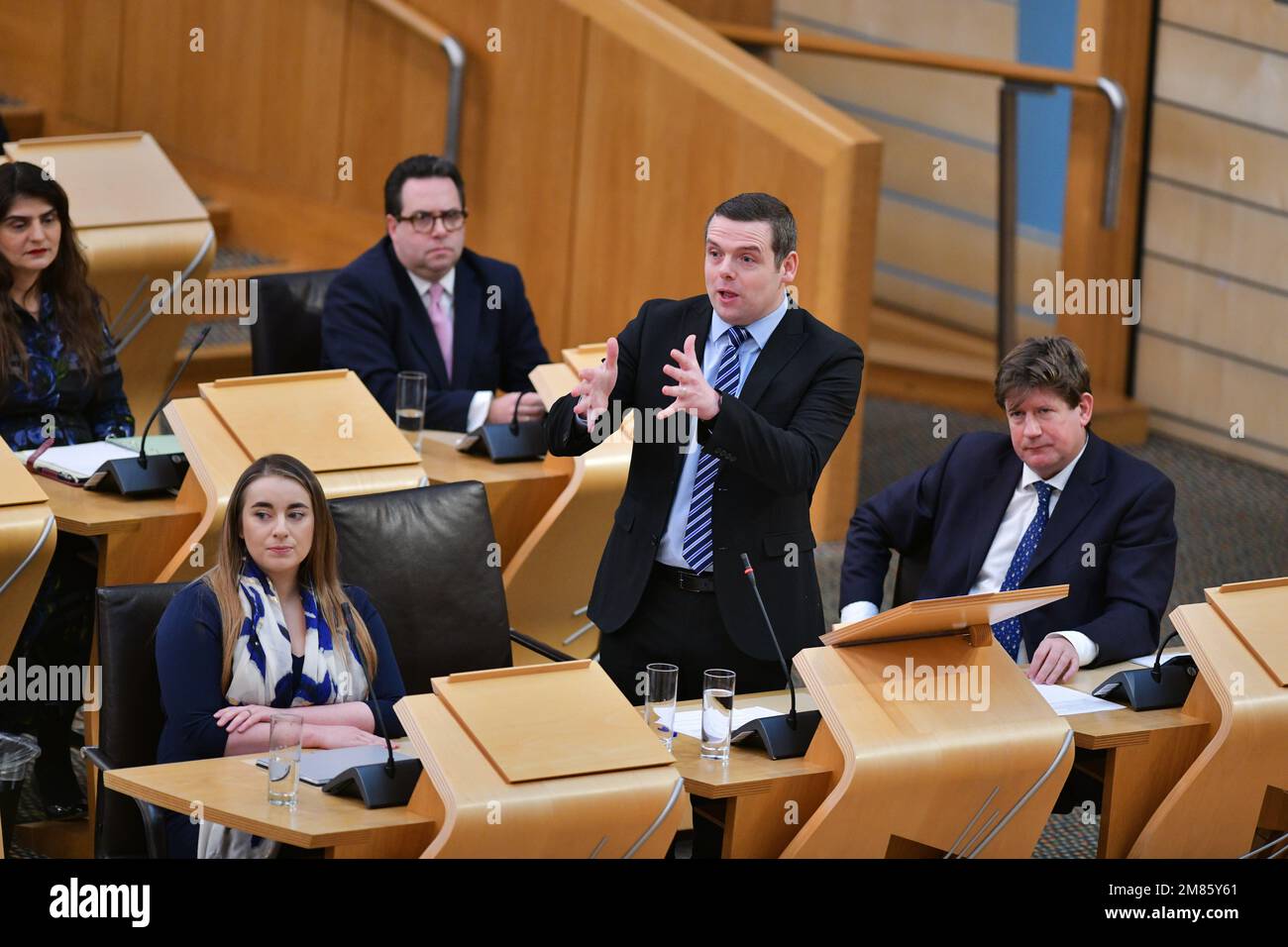 Edinburgh Scotland, UK 12 January 2023 Douglas Ross at First Minister Questions at the Scottish Parliament.  credit sst/alamy live news Stock Photo