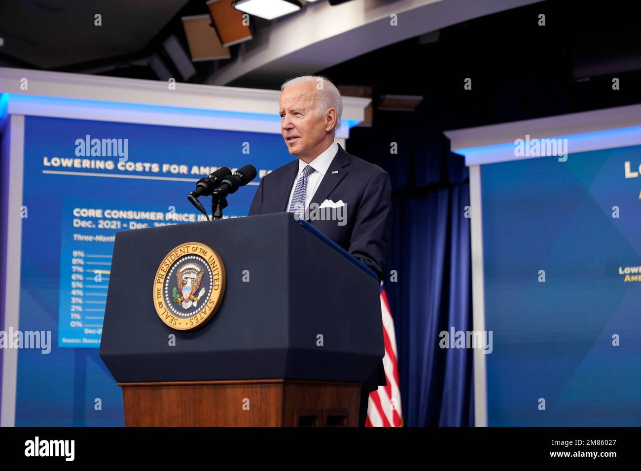 President Joe Biden speaks about the economy in the South Court ...