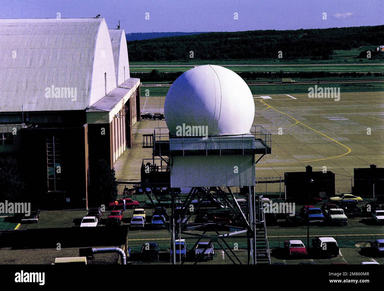 A view of the radar tower and dome at Building 106, Rome Air