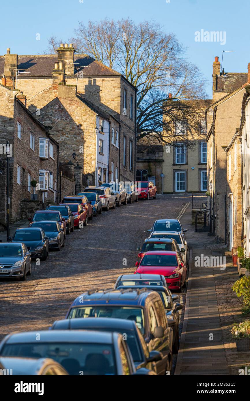 Quiet street view in residential hires stock photography and images