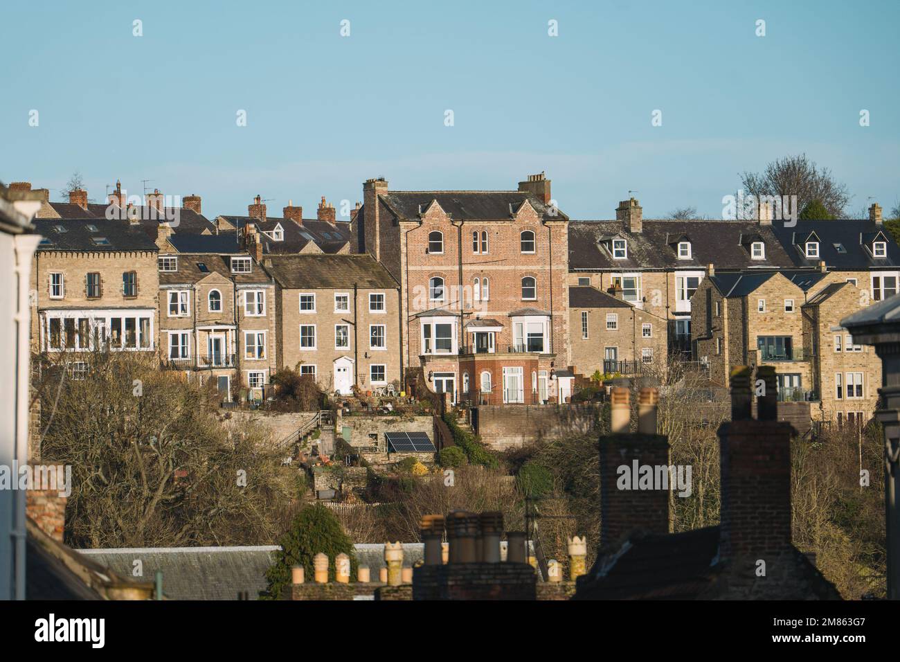 Quiet street in Richmond, North Yorkshire, with residential houses and
