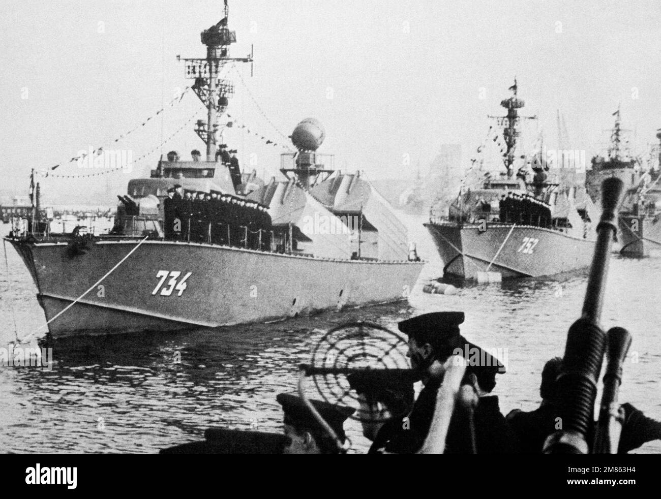 A port bow view of Soviet Osa I missile boats. Country: Mediterranean Sea (MED) Stock Photo