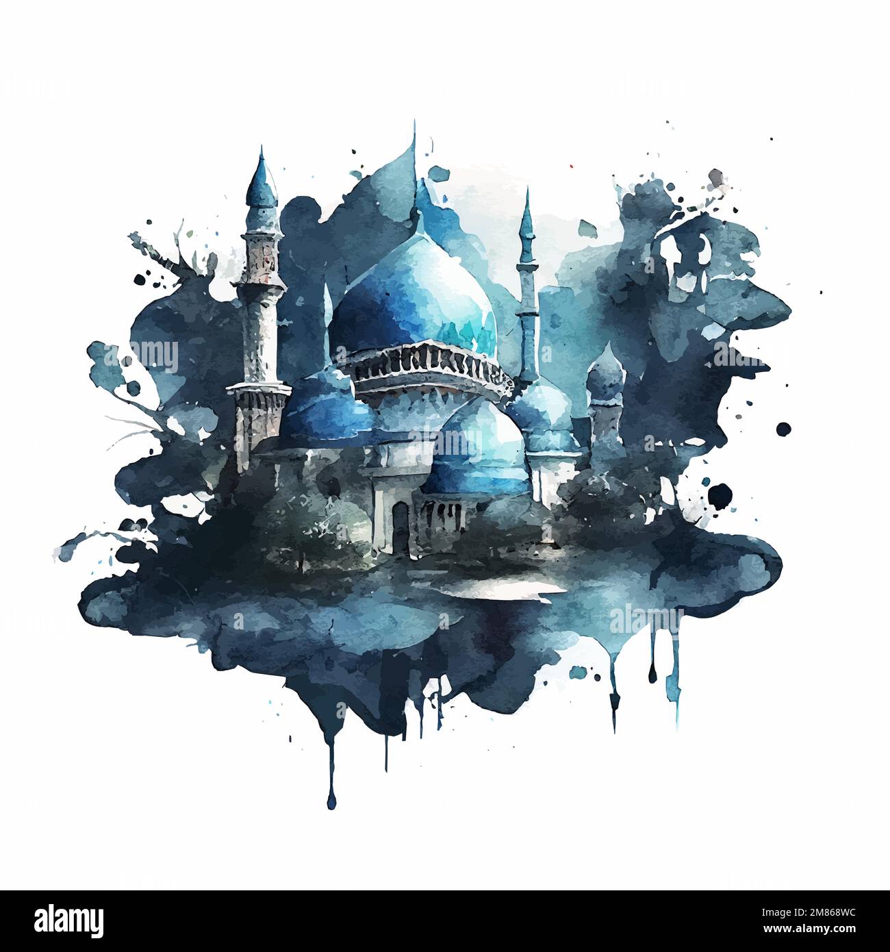 Watercolor Beautiful Painted Islamic Mosque Stock Vector Image And Art