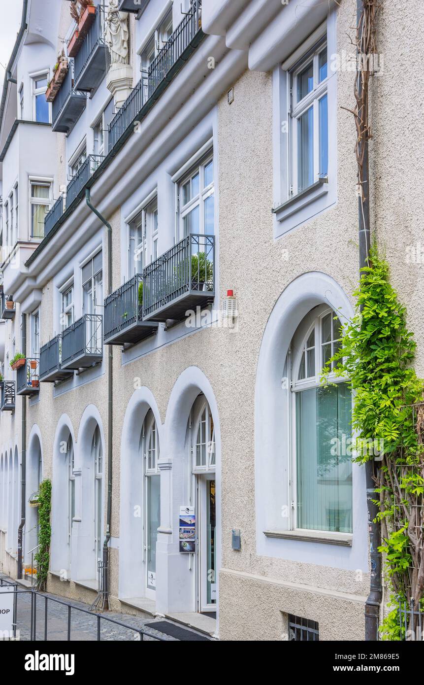 Ravensburg, Baden-Wurttemberg, Germany - Historical house fronts in Rossbach Street (Rossbachstrasse). Stock Photo