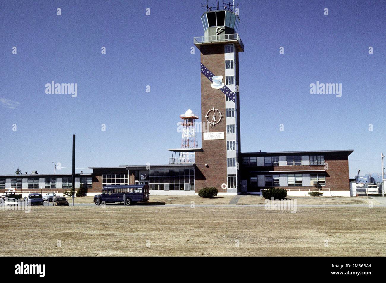 A view of the base operations center and control tower. Base Loring