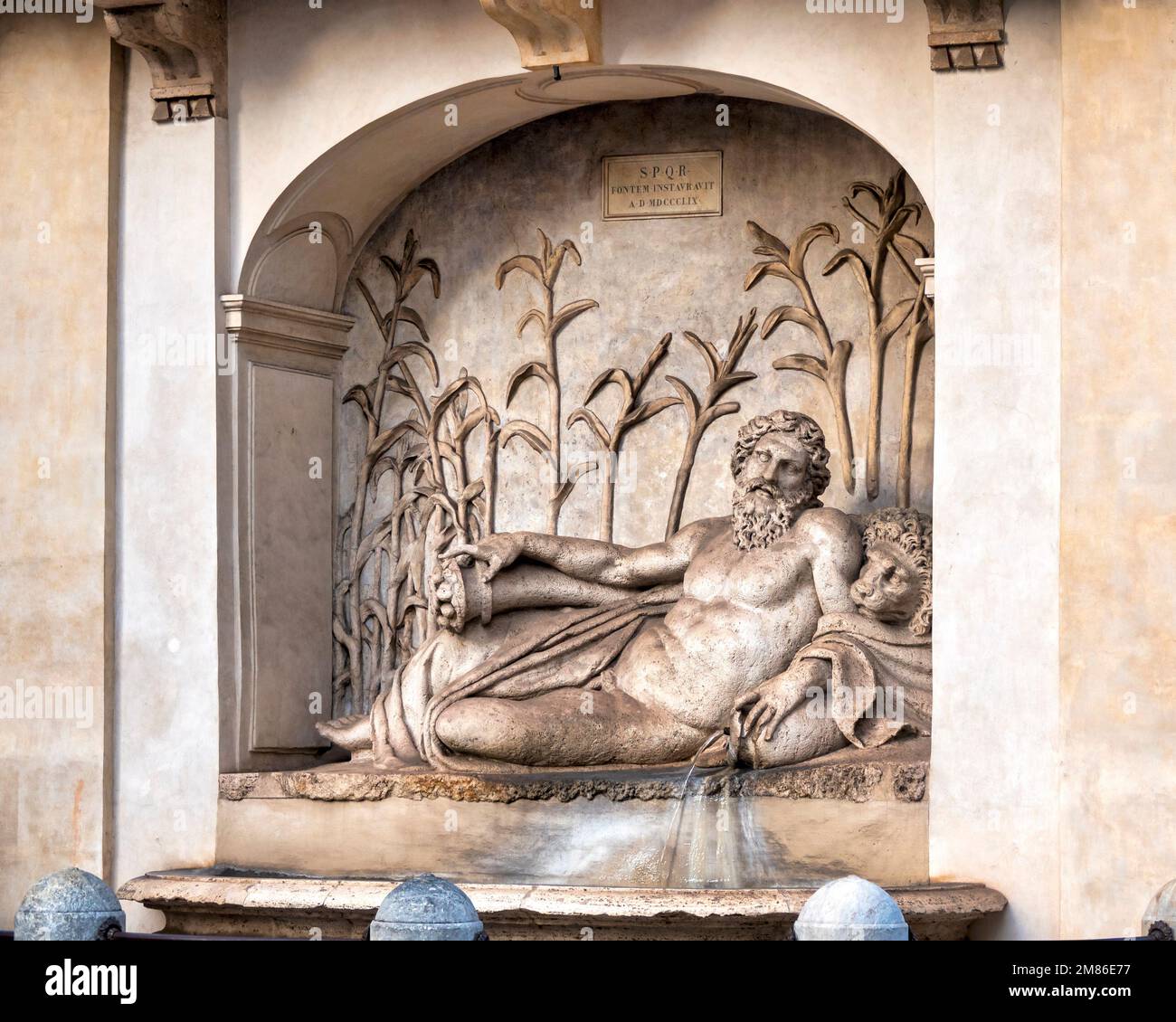 Statue of the river Aniene in Piazza delle Quattro Fontane, Rome, Italy Stock Photo