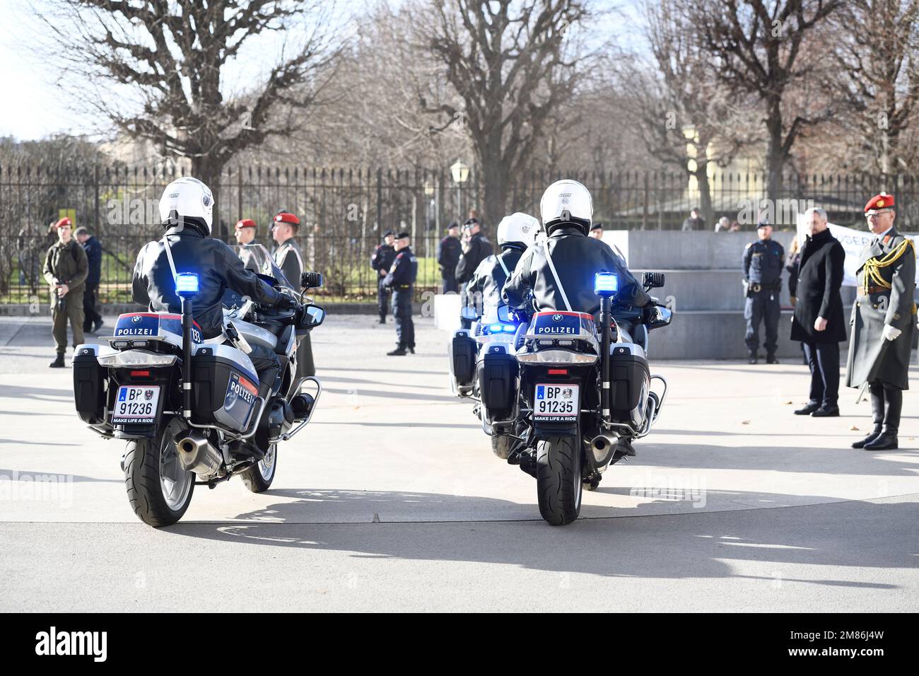 Official visit of the Prime Minister of the Republic of Kosovo. Picture shows motorized police Stock Photo