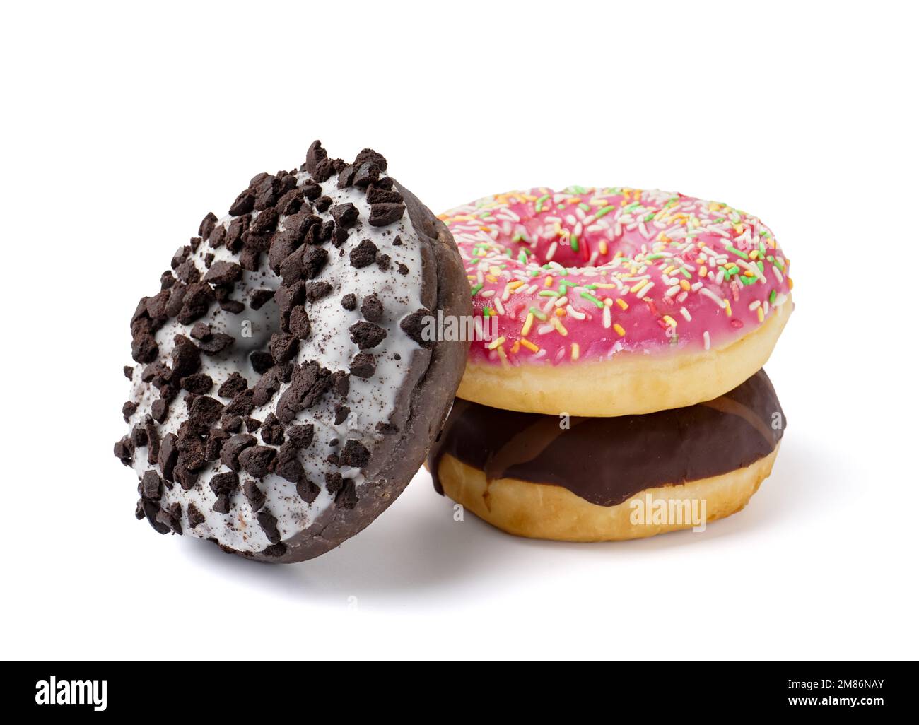 Delicious glazed donuts isolated on white background Stock Photo - Alamy