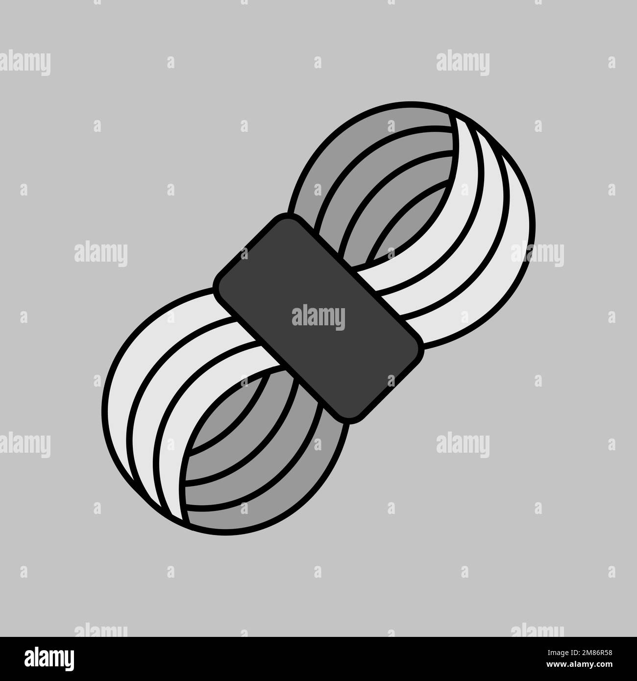 Roll of yarn isolated grayscale icon. Farm animal sign. Graph symbol ...