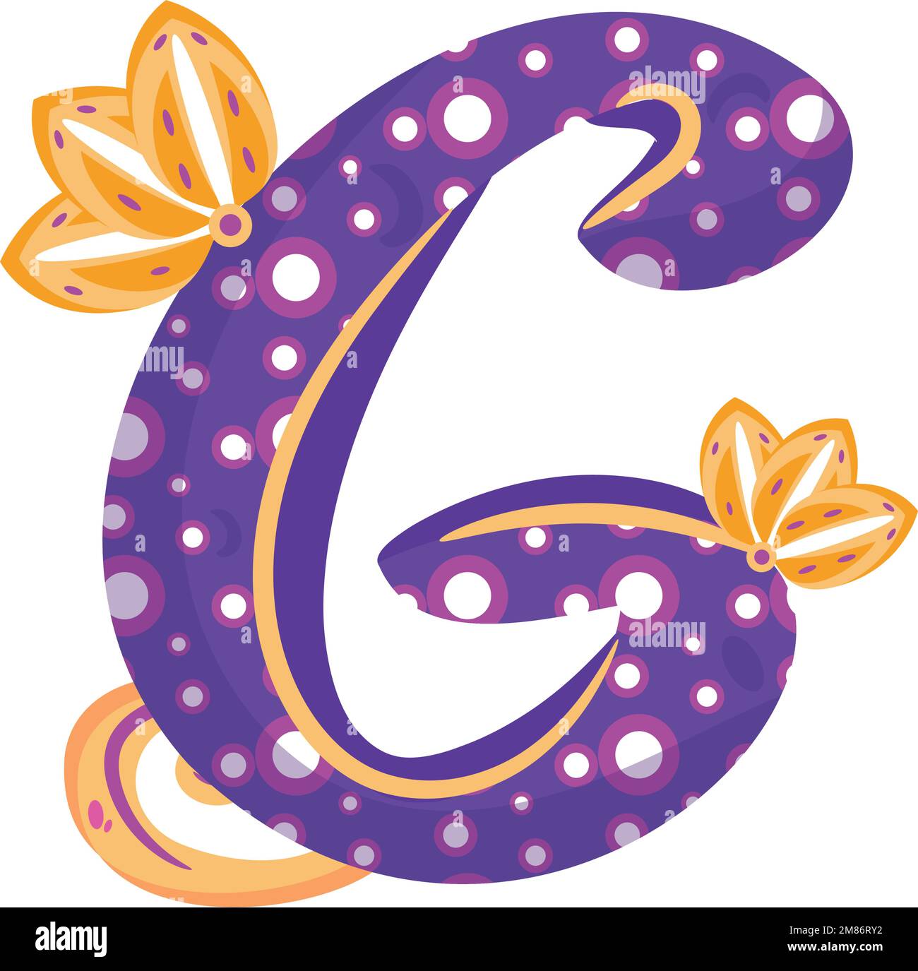Isolated colored letter G with floral ornaments Typography fonts Vector ...