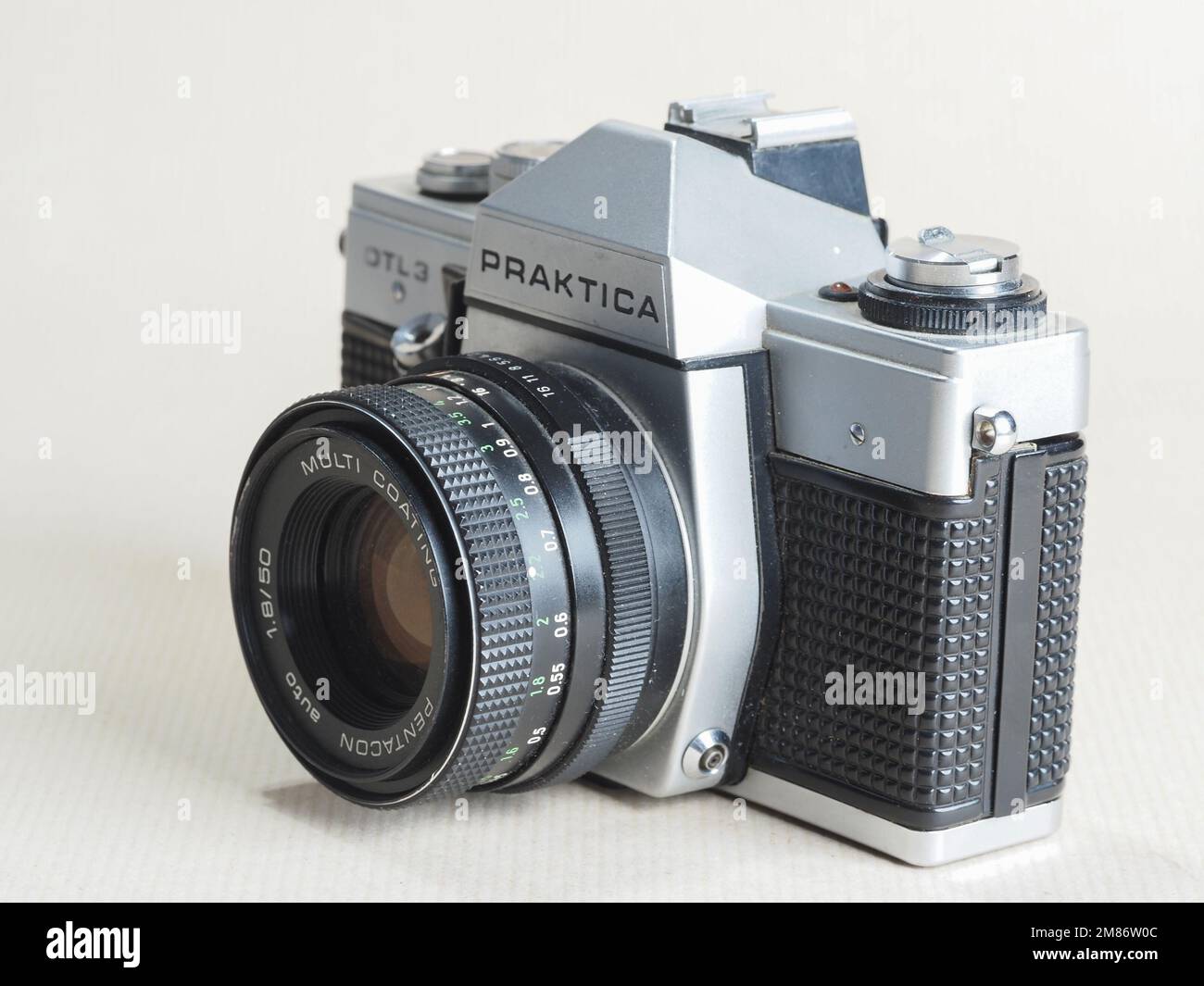 In this photo illustration, Praktica DTL3 camera with Pentacon Multi ...