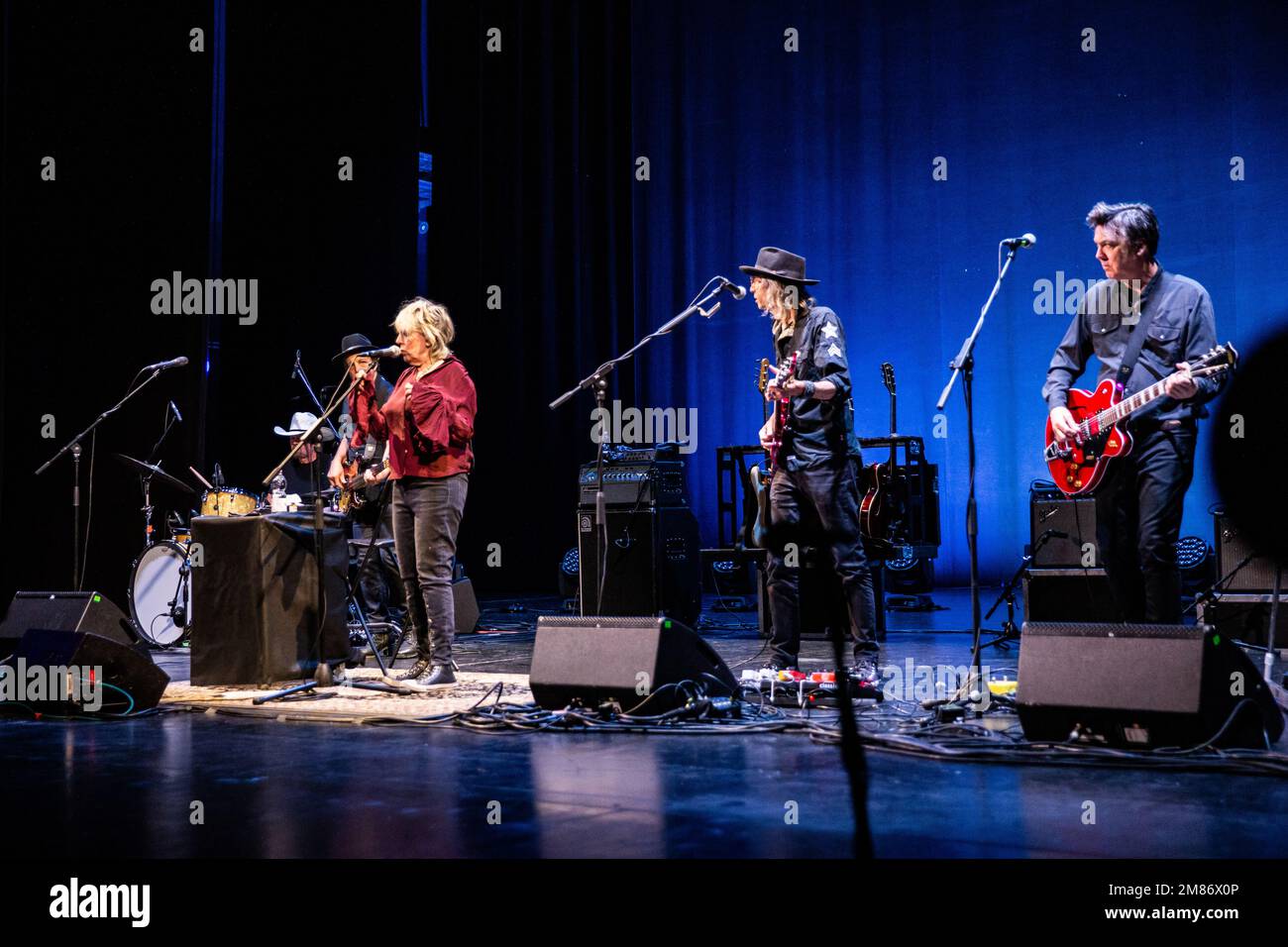 Milan Italy. 10 January 2023. The American singer-songwriter LUCINDA WILLIAMS performs live on stage at Teatro Lirico Giorgio Gaber to present her new album 'Good Souls Better Angels'. Stock Photo