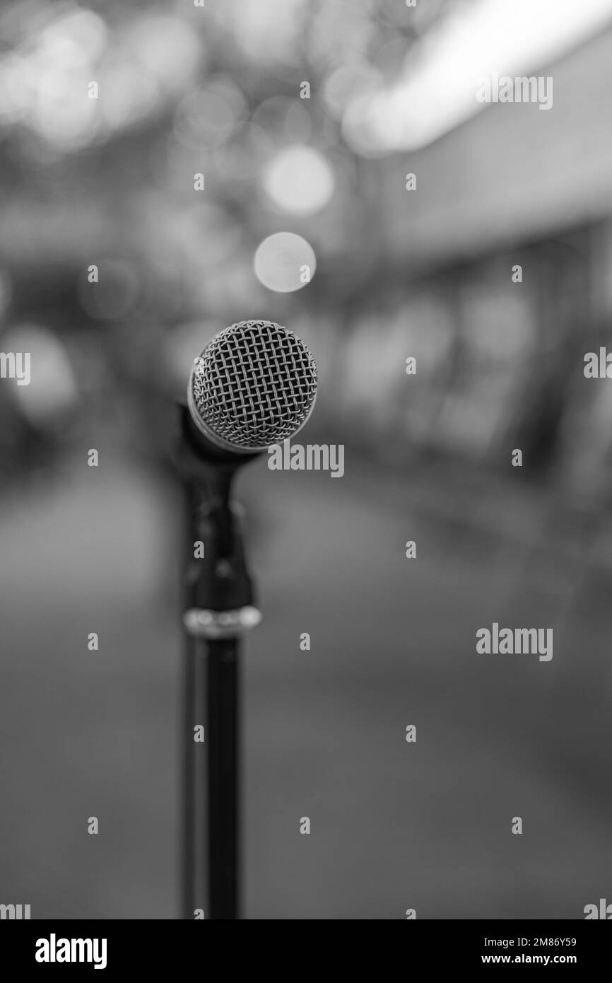 Monochrome microphone stand Black and White Stock Photos & Images - Alamy