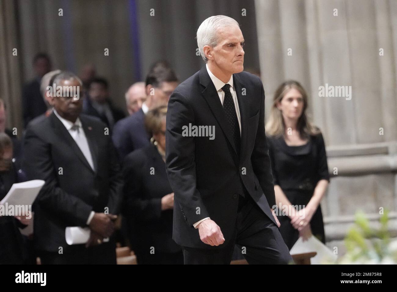 United States Secretary of Veterans Affairs Denis McDonough rises to deliver remarks a memorial service for former US Secretary of Defense Ash Carter in the Washington National Cathedral in Washington, DC on Thursday, January 12, 2023. Credit: Chris Kleponis / Pool via CNP Stock Photo