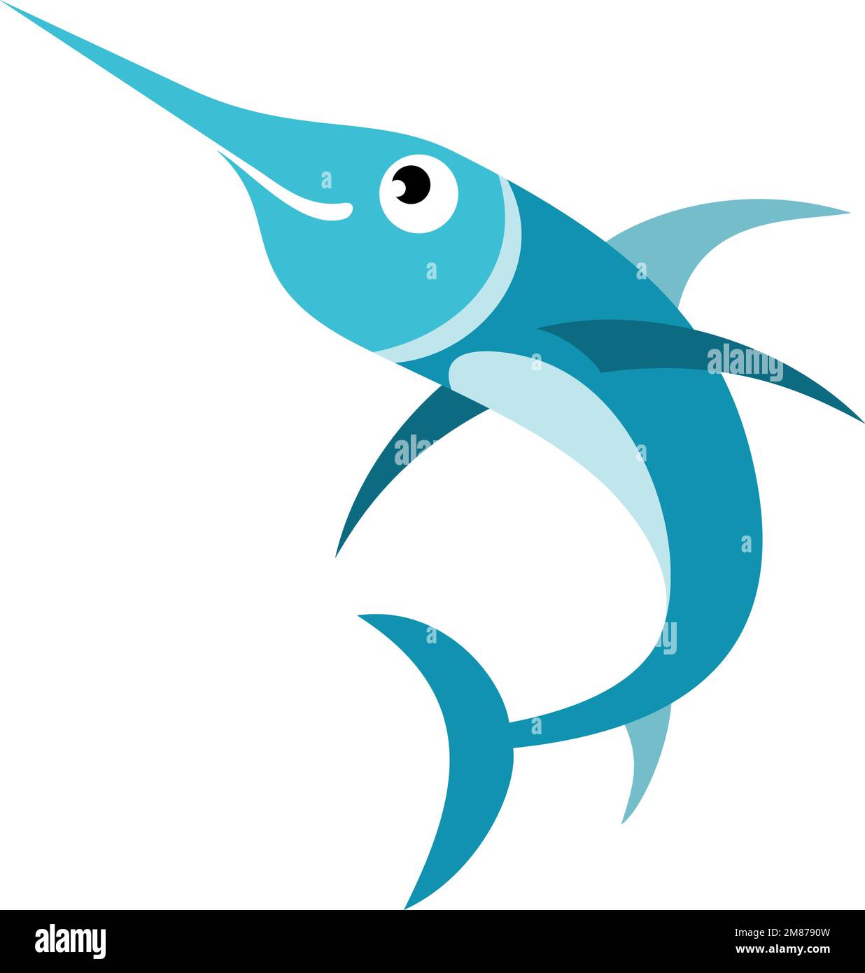 Swordfish icon. Funny underwater animal. Marine character Stock Vector
