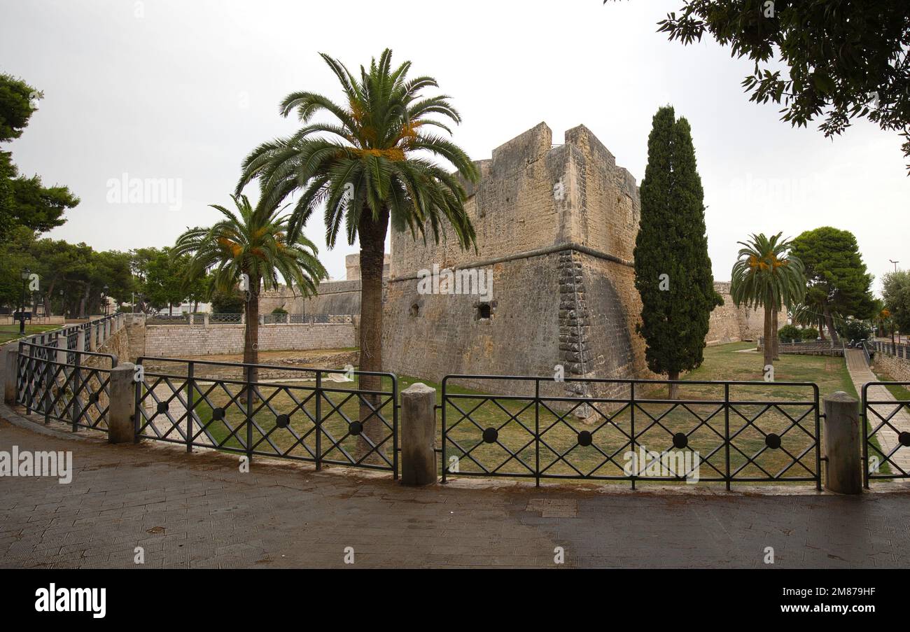 View on Castello di Manfredonia in the city center of Manfredonia in the Italian region of Apulia. Stock Photo