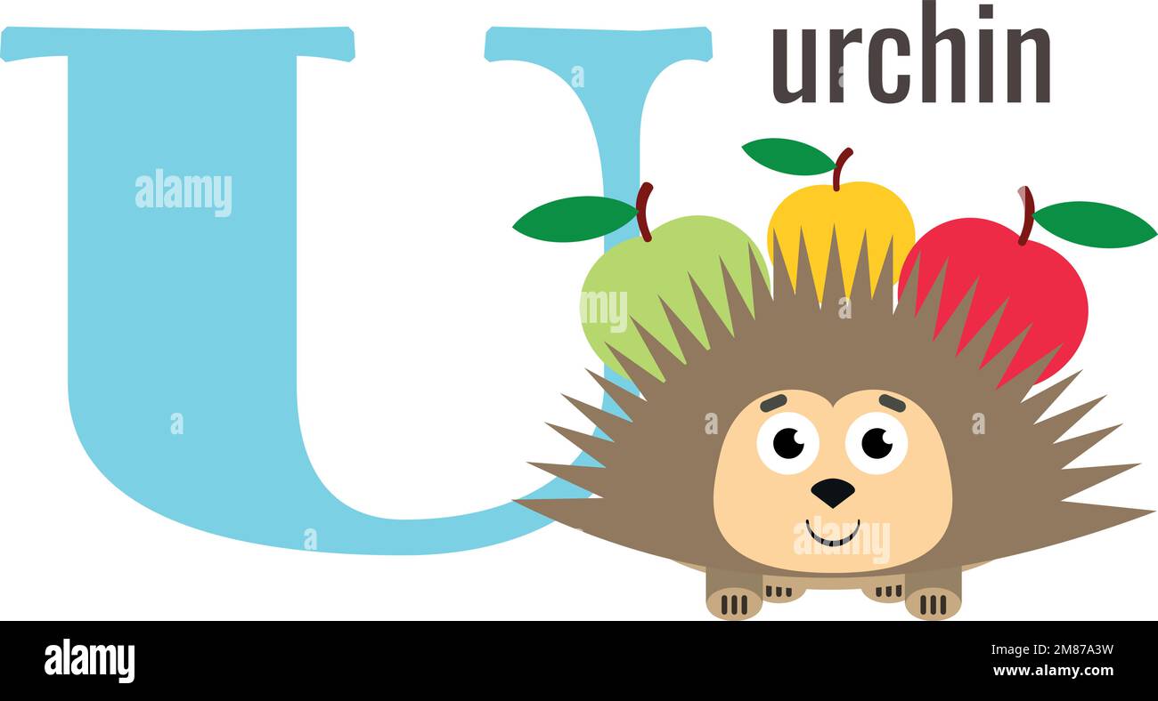 U card. English alphabet letter. Funny urchin Stock Vector Image & Art ...