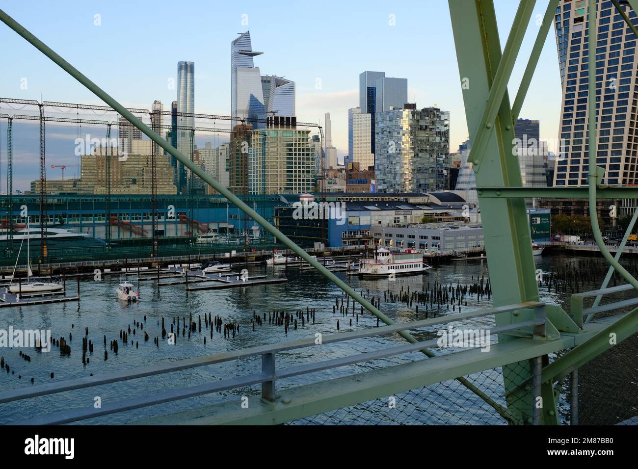 The view of Hudson Yards from Pier 57 Rooftop Garden.Manhattan.New York