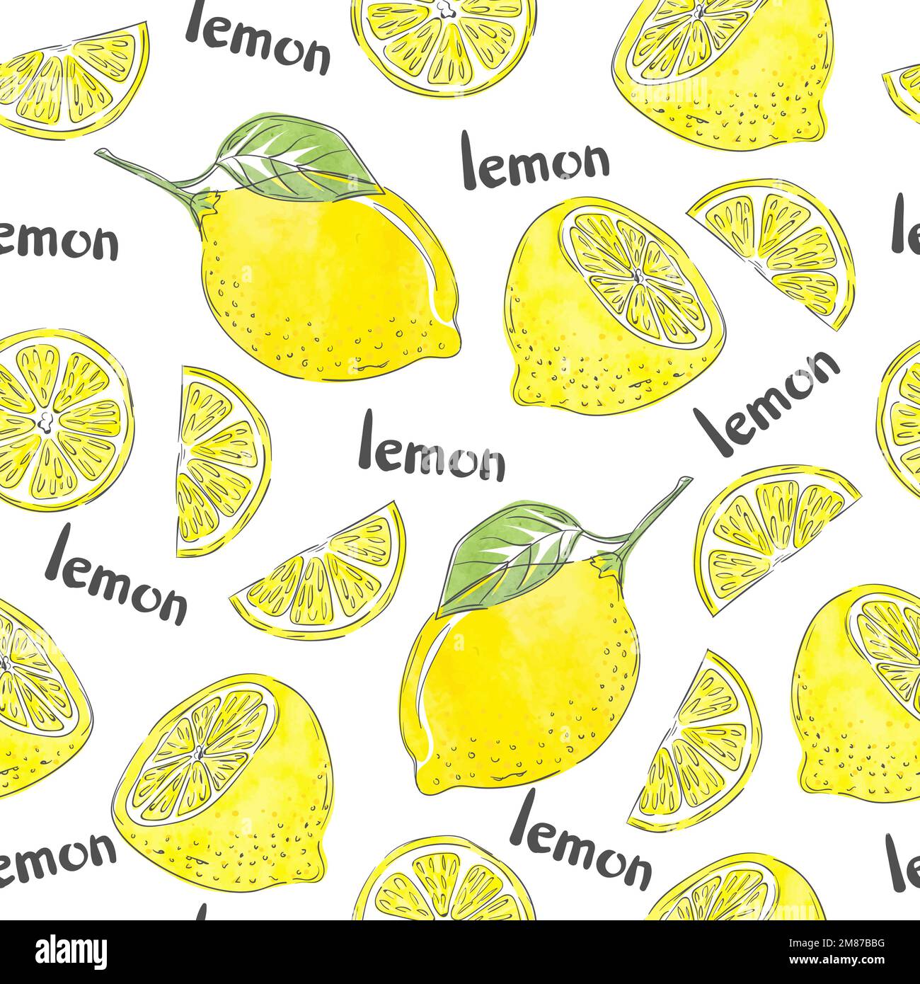 Watercolor lemons seamless pattern. Vector citrus background Stock ...