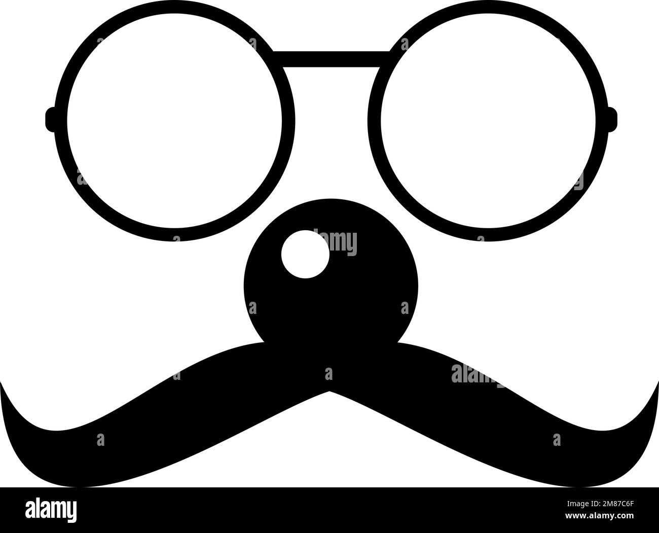 Funny clown mask. Glasses and nose with moustaches icon Stock Vector