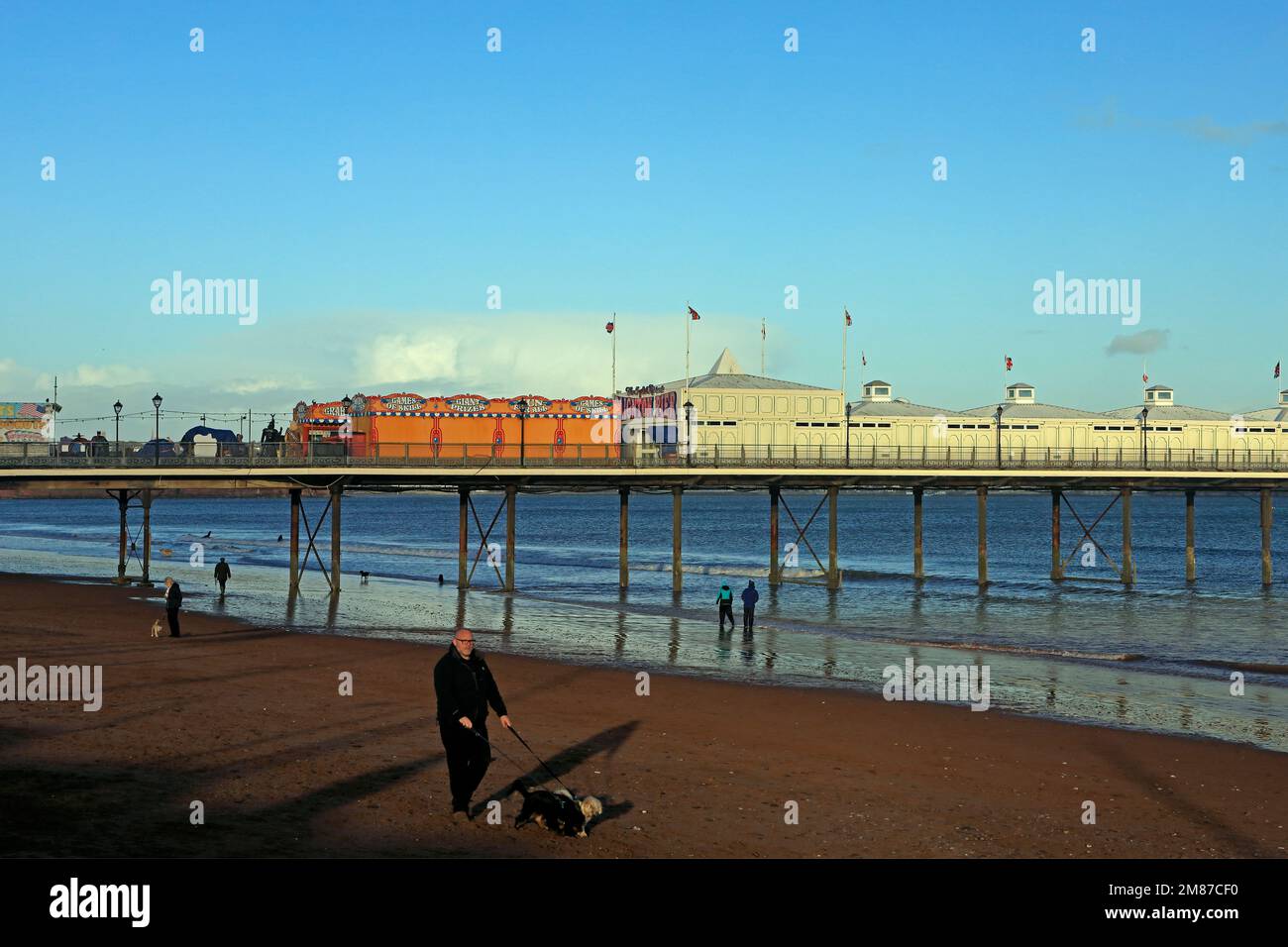 Paignton pier and beach, Taken January 2023. Winter Stock Photo
