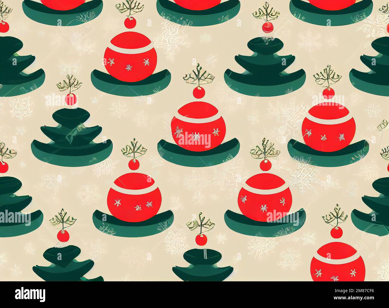 Vintage christmas seamless pattern, background. AI generated Stock Photo