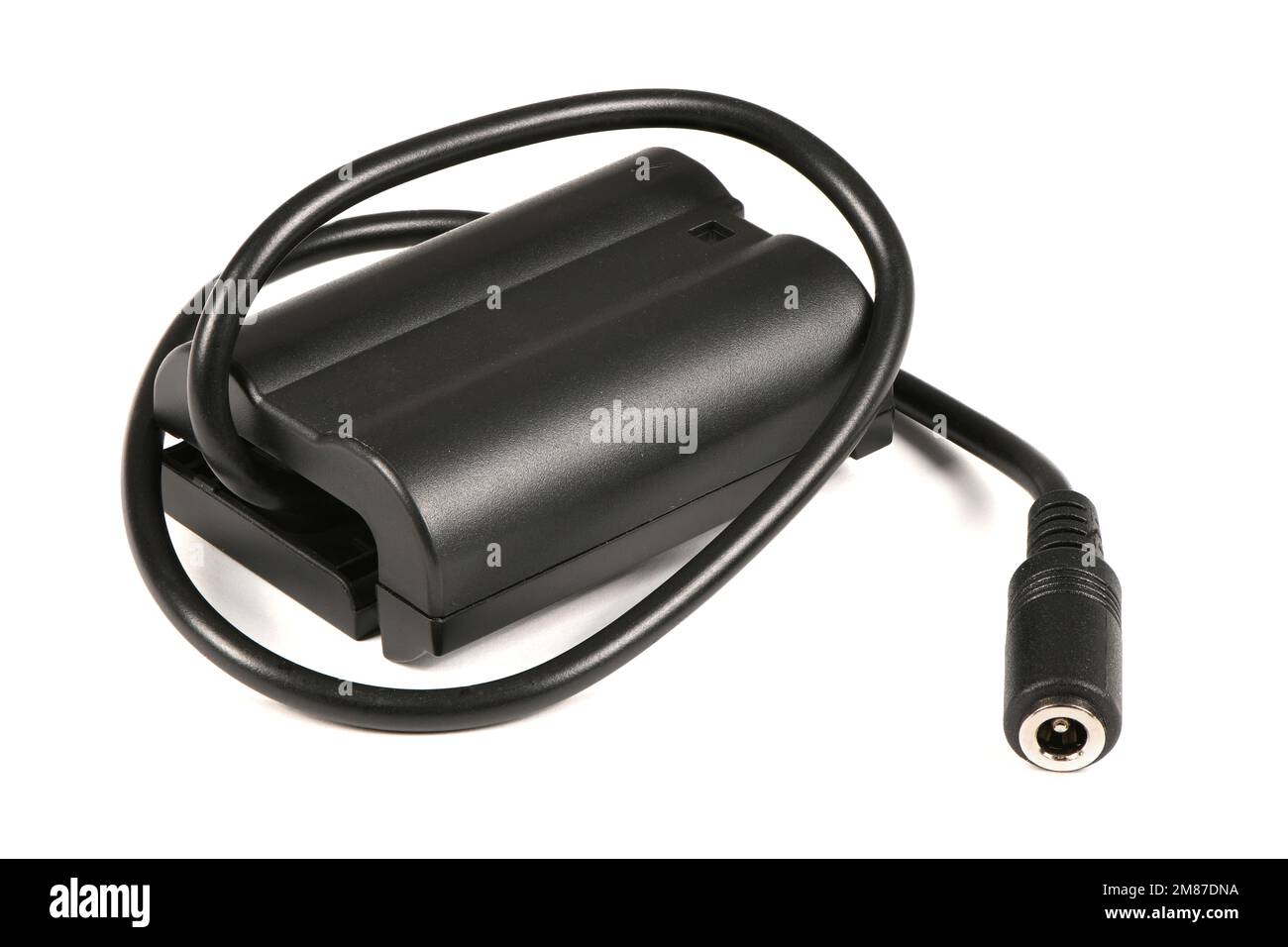 Camera power connectors isolated on white background. Side view. High