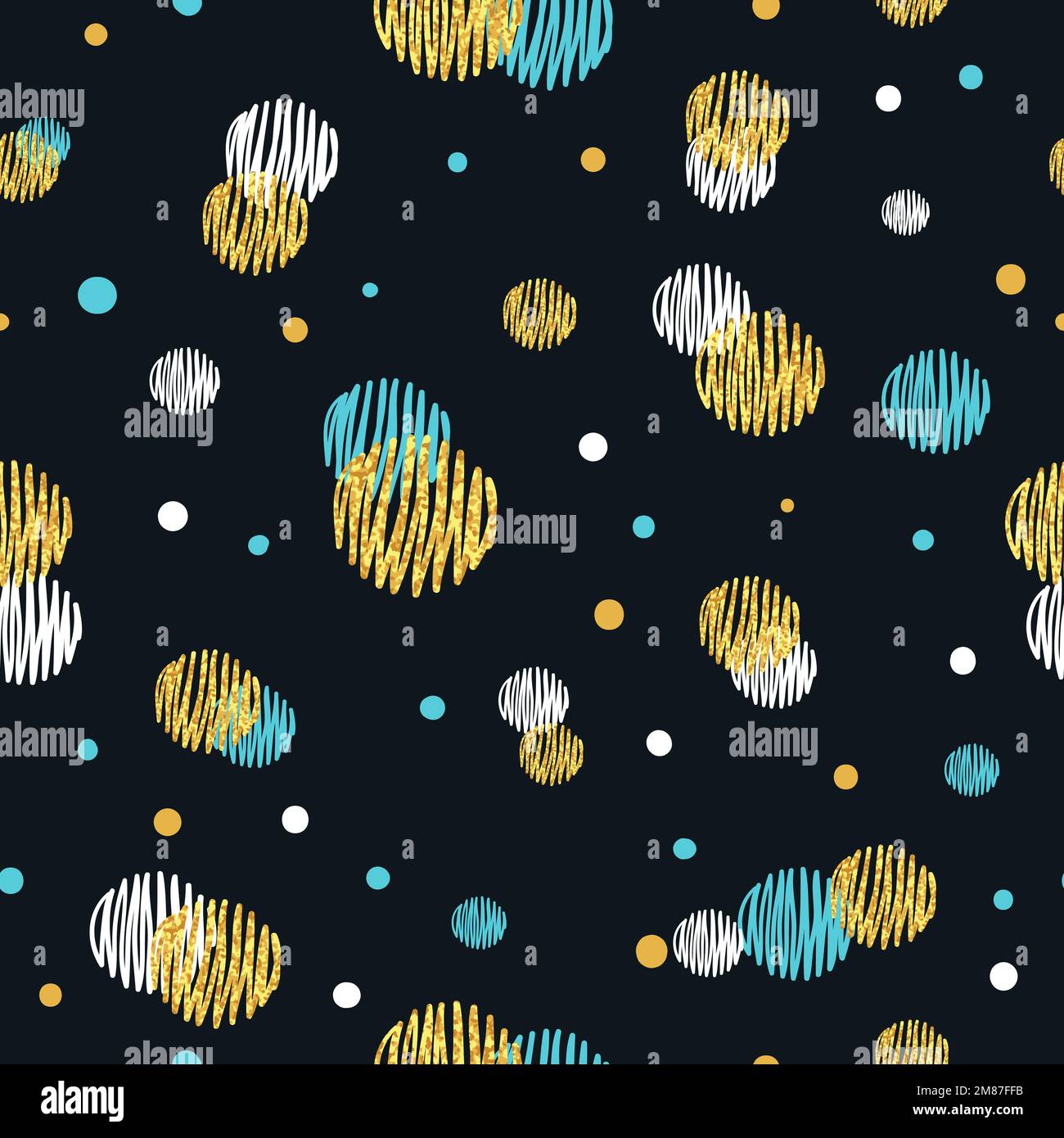 Glittering dots seamless pattern. Abstract dark vector celebration background. Stock Vector