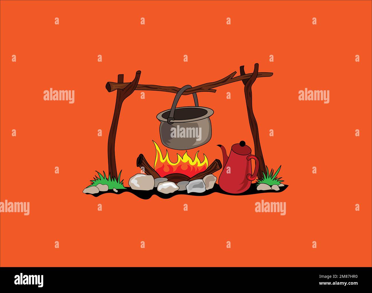 Picnic camping vector illustration on white background Stock Vector