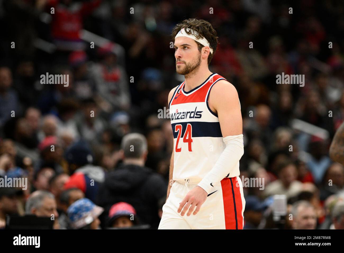 Corey Kispert of the Washington Wizards looks on during the game
