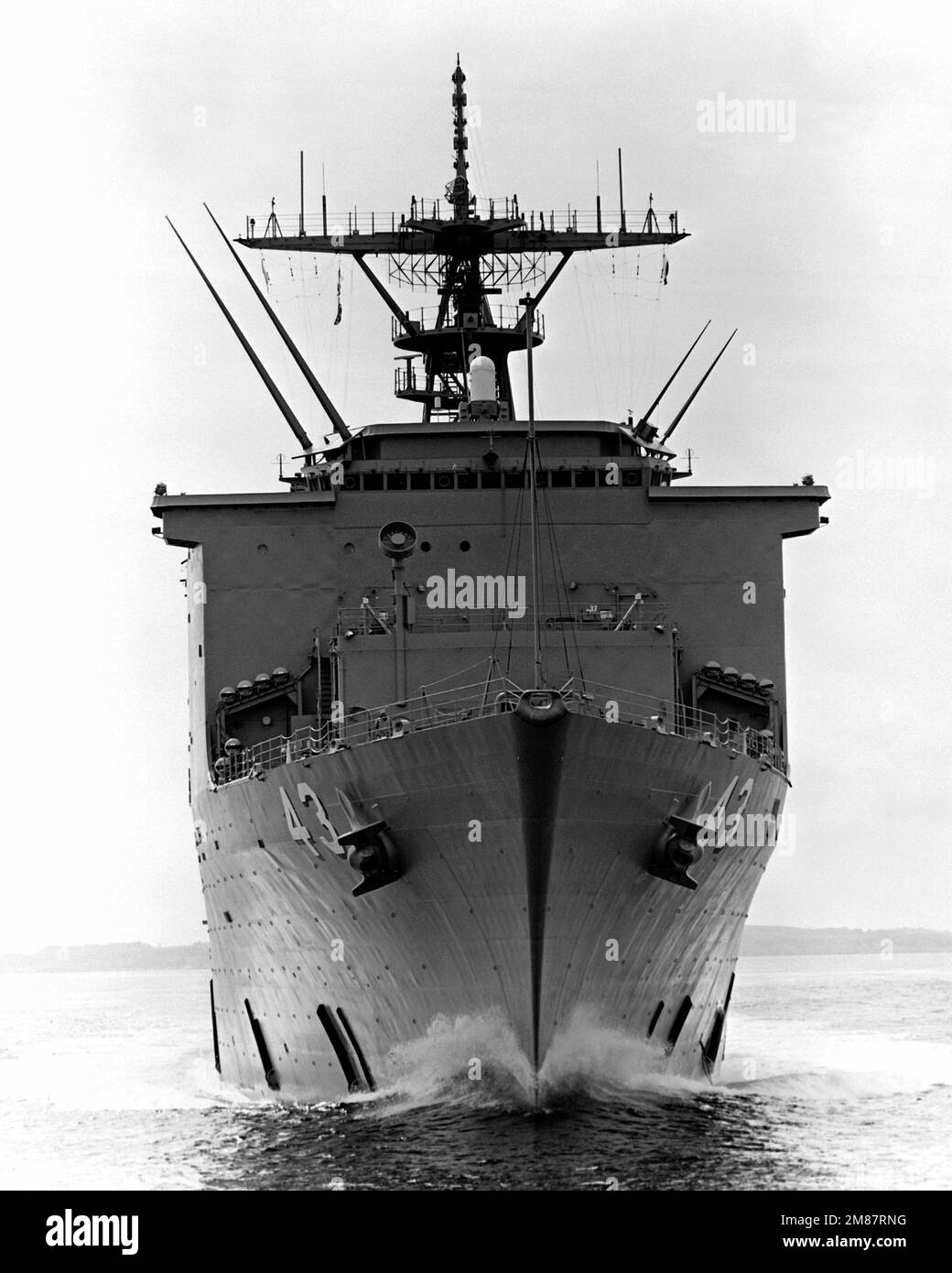 A bow view of the dock landing ship USS FORT MCHENRY (LSD-43) underway