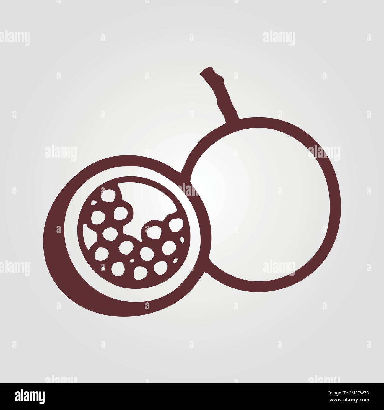 Pomegranate silhouette sign isolated vector on grey background Stock Vector