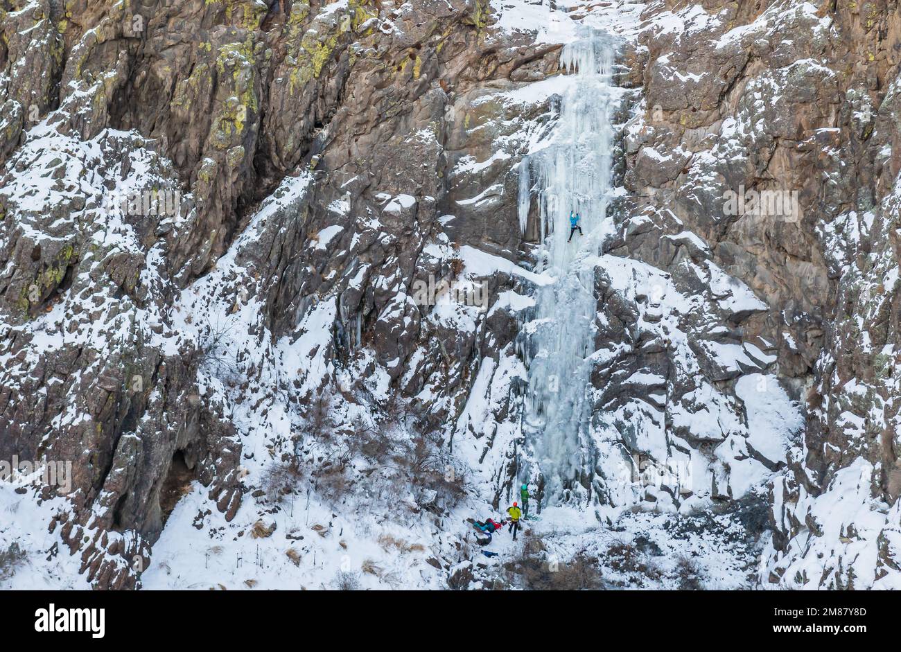 Noelle Synder Climbing Hidden Falls WI3 Stock Photo