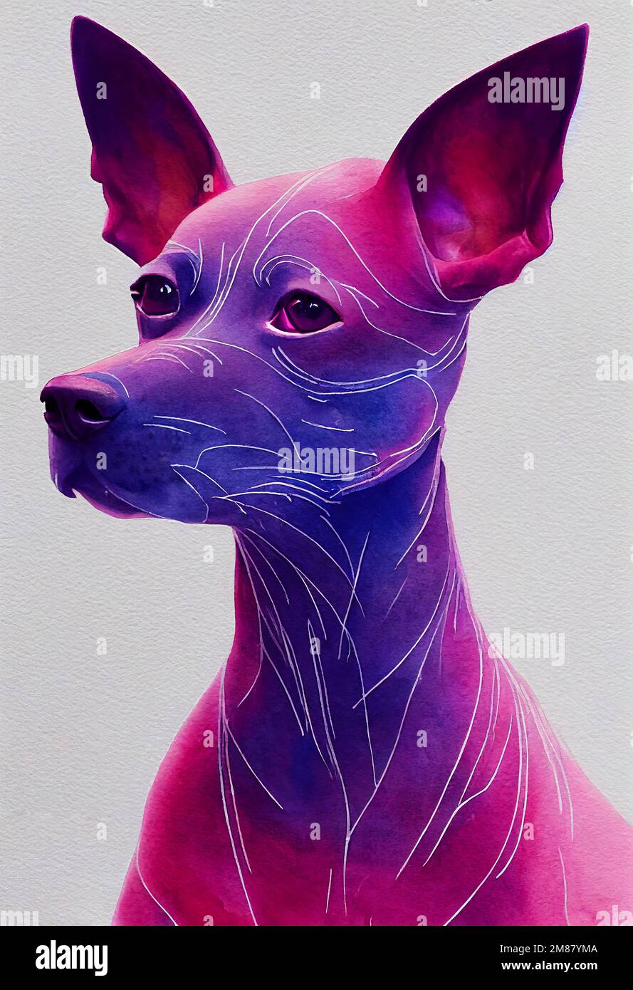 Funny adorable portrait headshot of cute doggy. American Hairless Terrier dog breed puppy