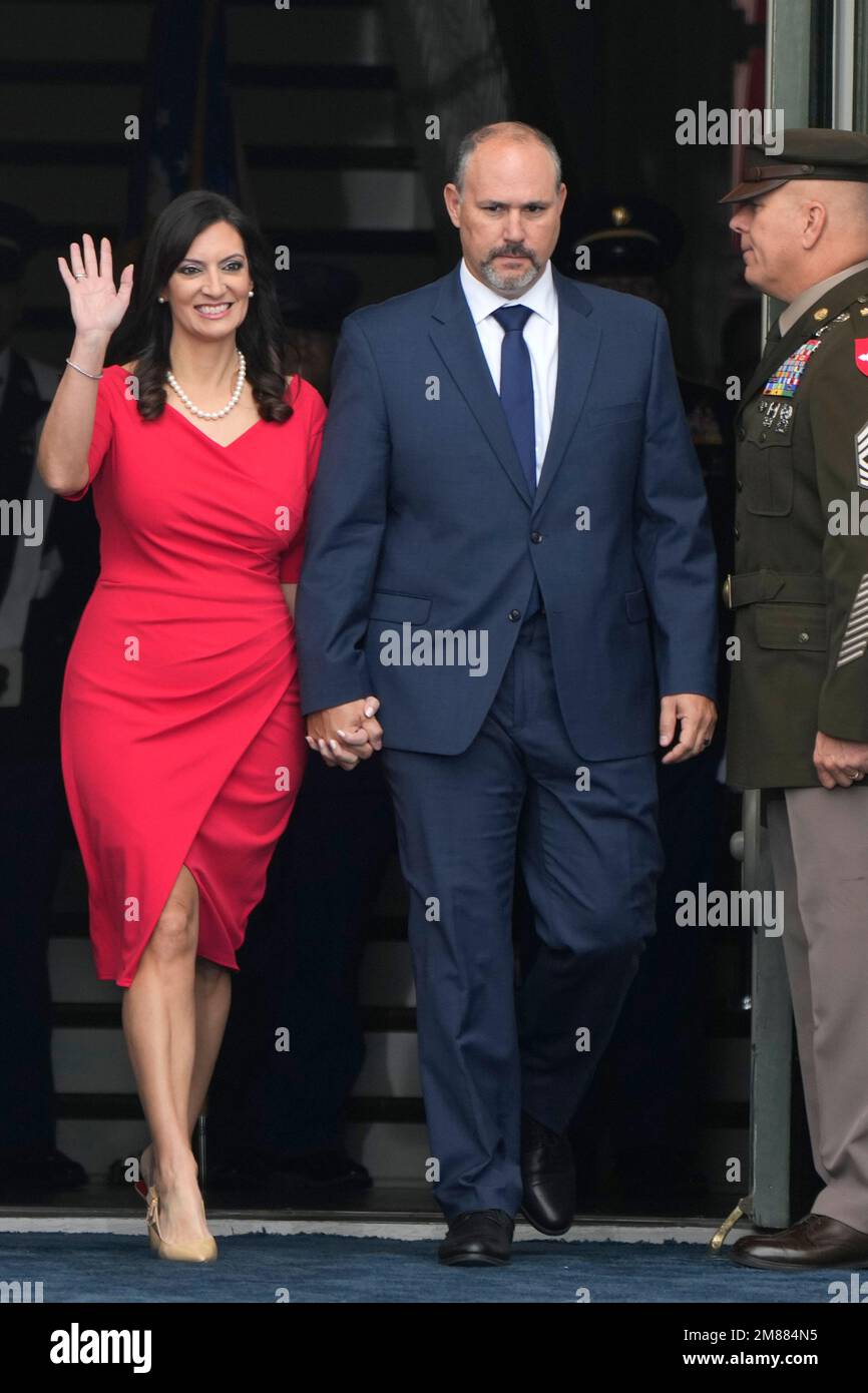 Florida Lt. Gov. Nunez, left, arrives with her husband Adrian