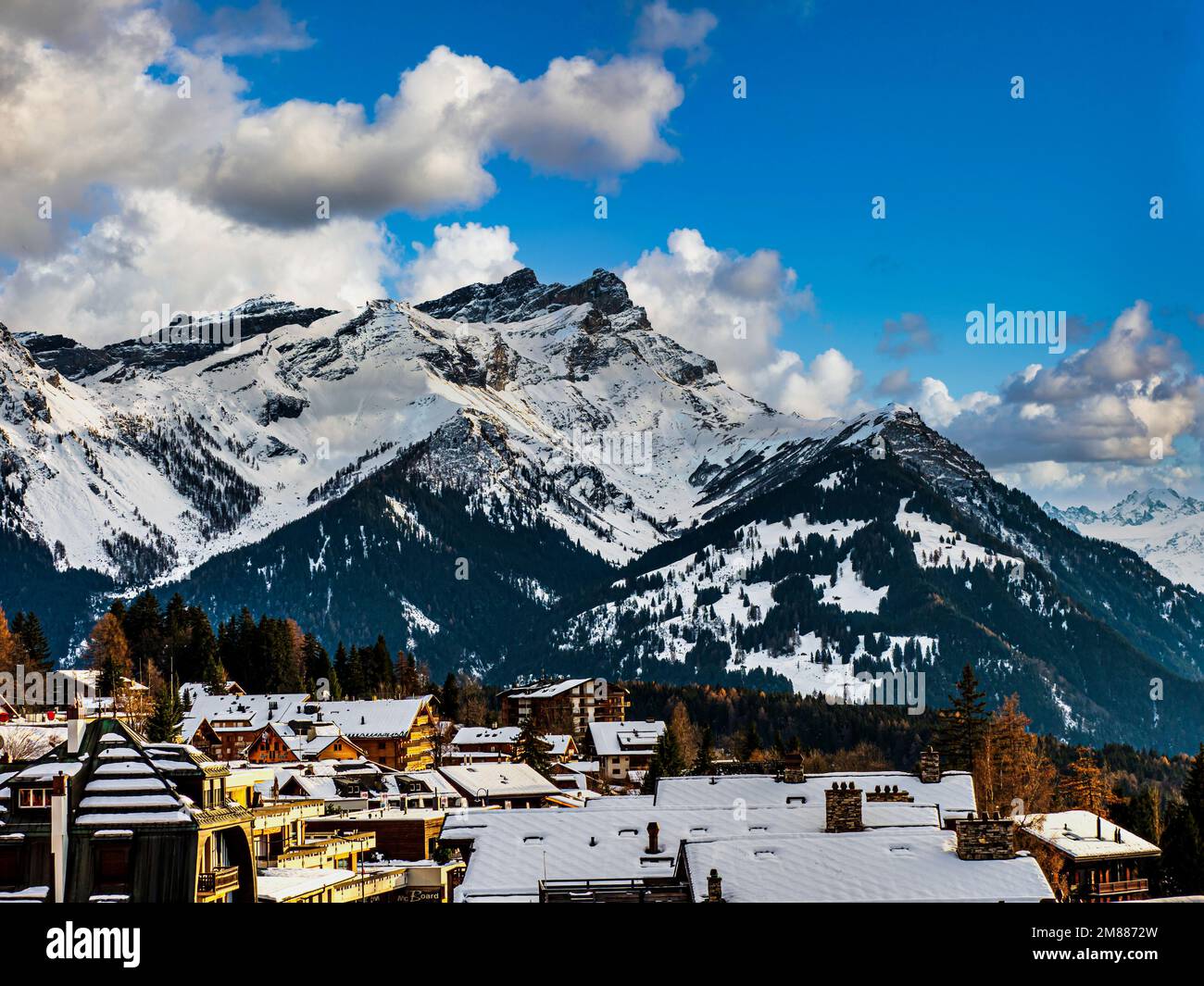 Swiss Alps winter landscape with snow and sun, Europe Stock Photo - Alamy