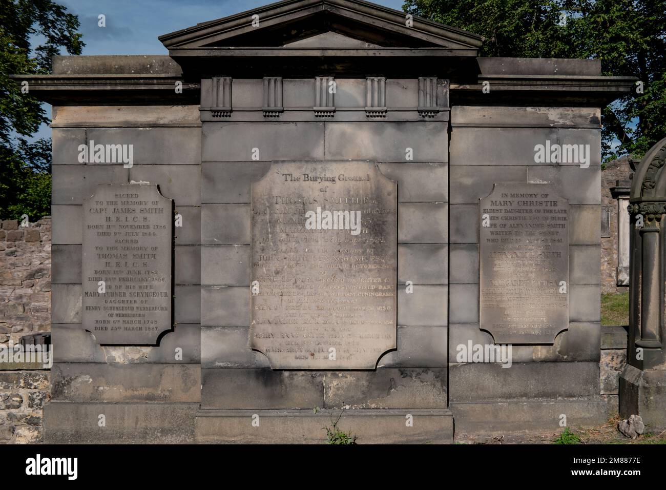 Monument with wall mounted gravestones for Scrymgeour in Greyfriars