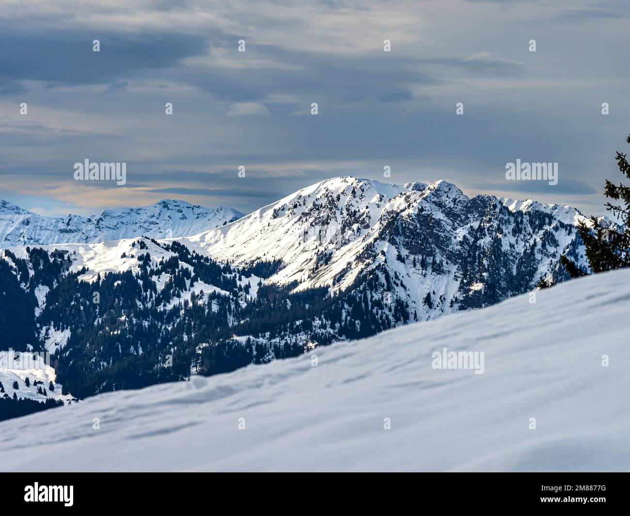 Swiss Alps winter landscape with snow and sun, Europe Stock Photo - Alamy