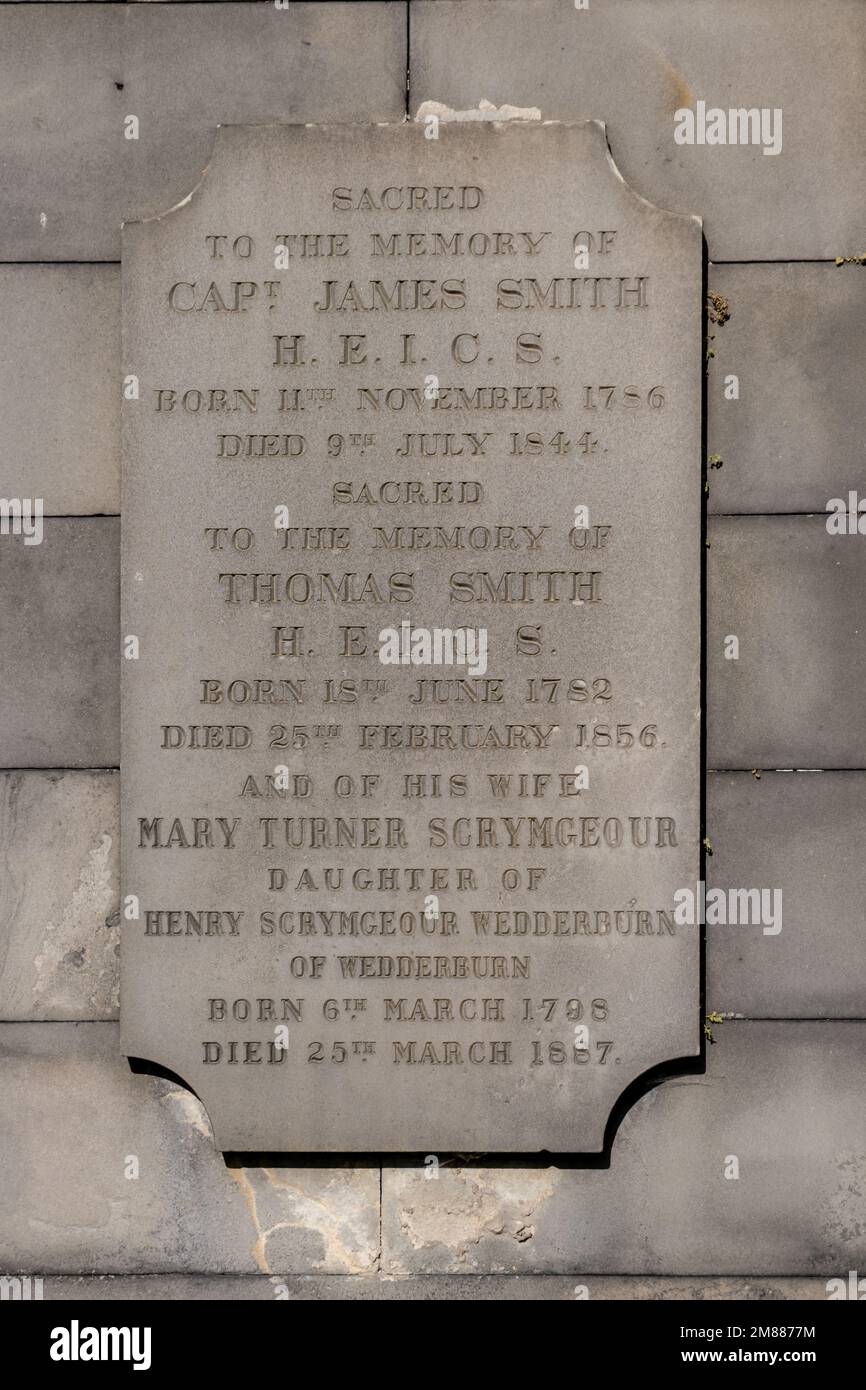 Wall mounted gravestone for Scrymgeour in Greyfriars Kirkyard, inspiration for Rufus Scrimgeour