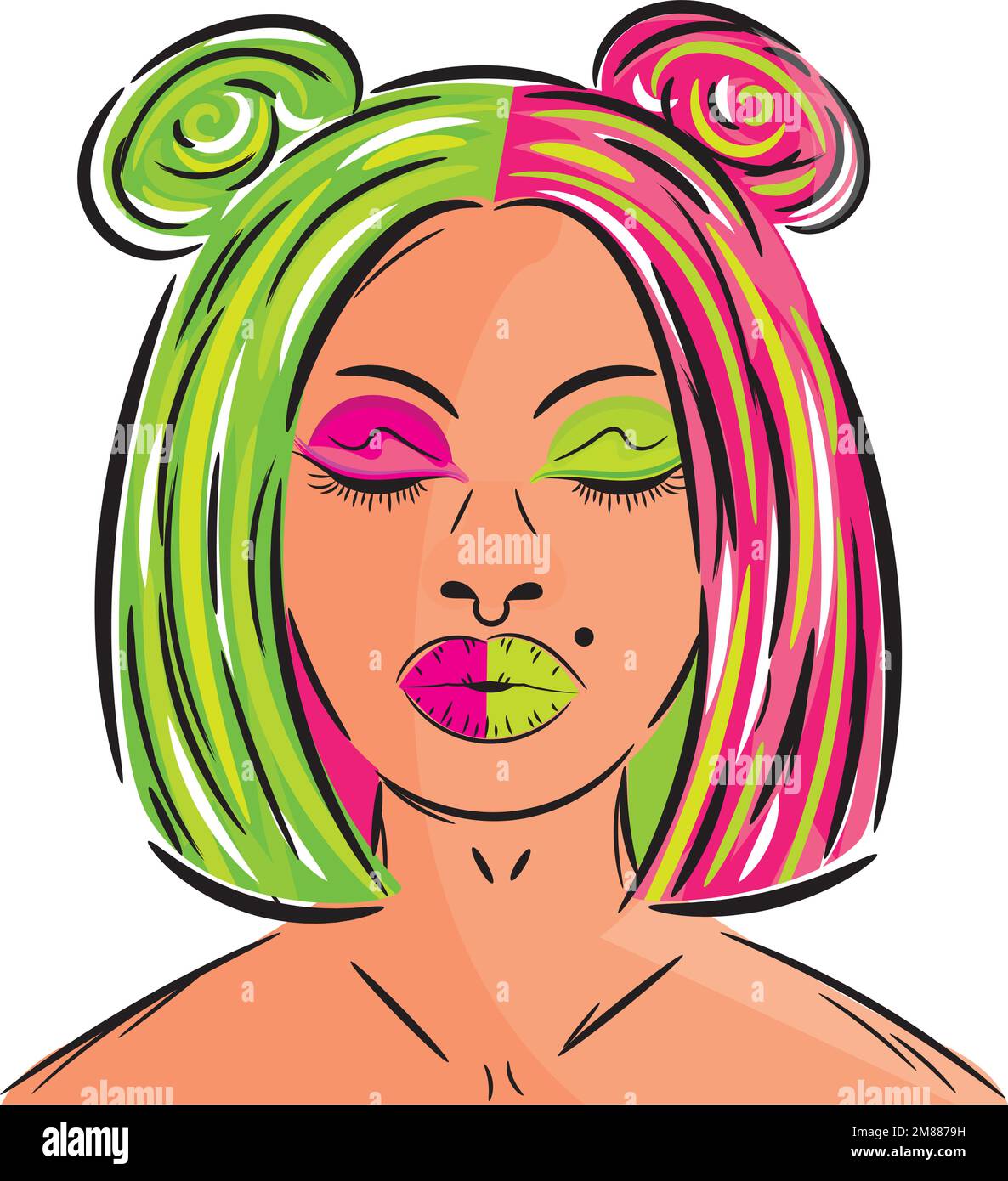 Isolated pretty modern retro girl character pop art Vector Stock Vector