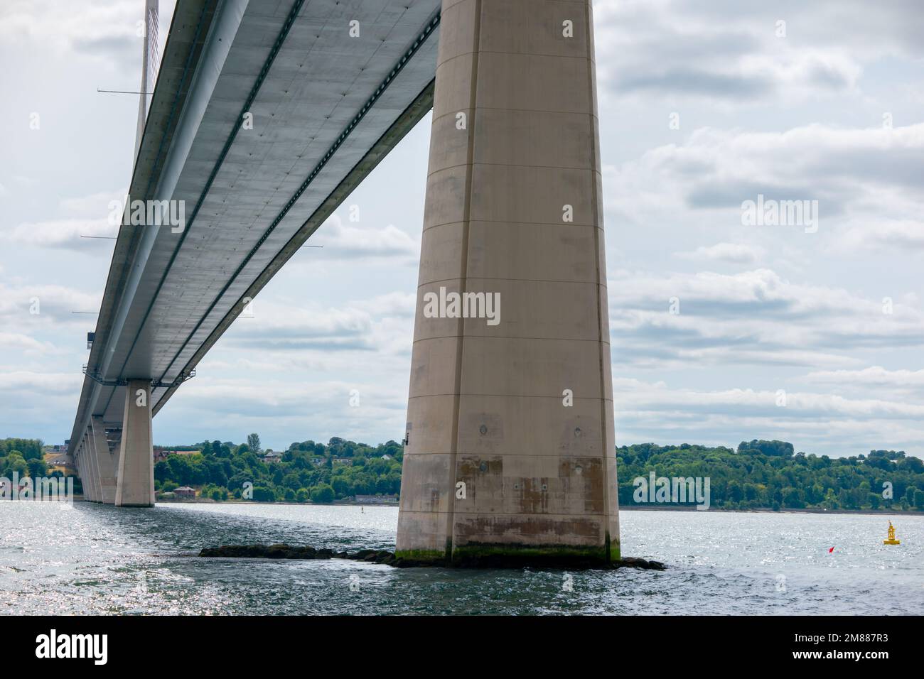 The base and foundation of a tower of the Queensferry Crossing over the Firth of Forth Stock Photo