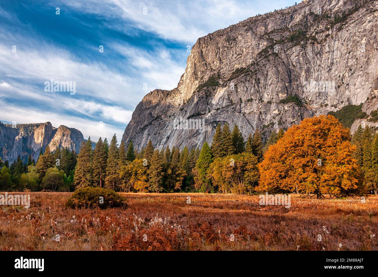 An autumn morning in Yosemite Valley at Yosemite National Park in California. Stock Photo