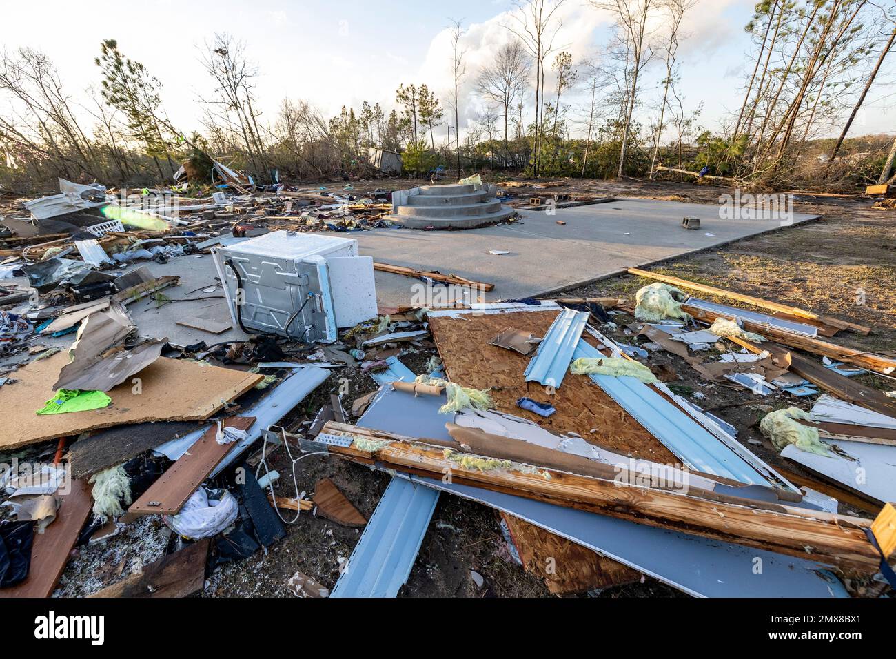 All that remains of a house on County Road 43 is the foundation