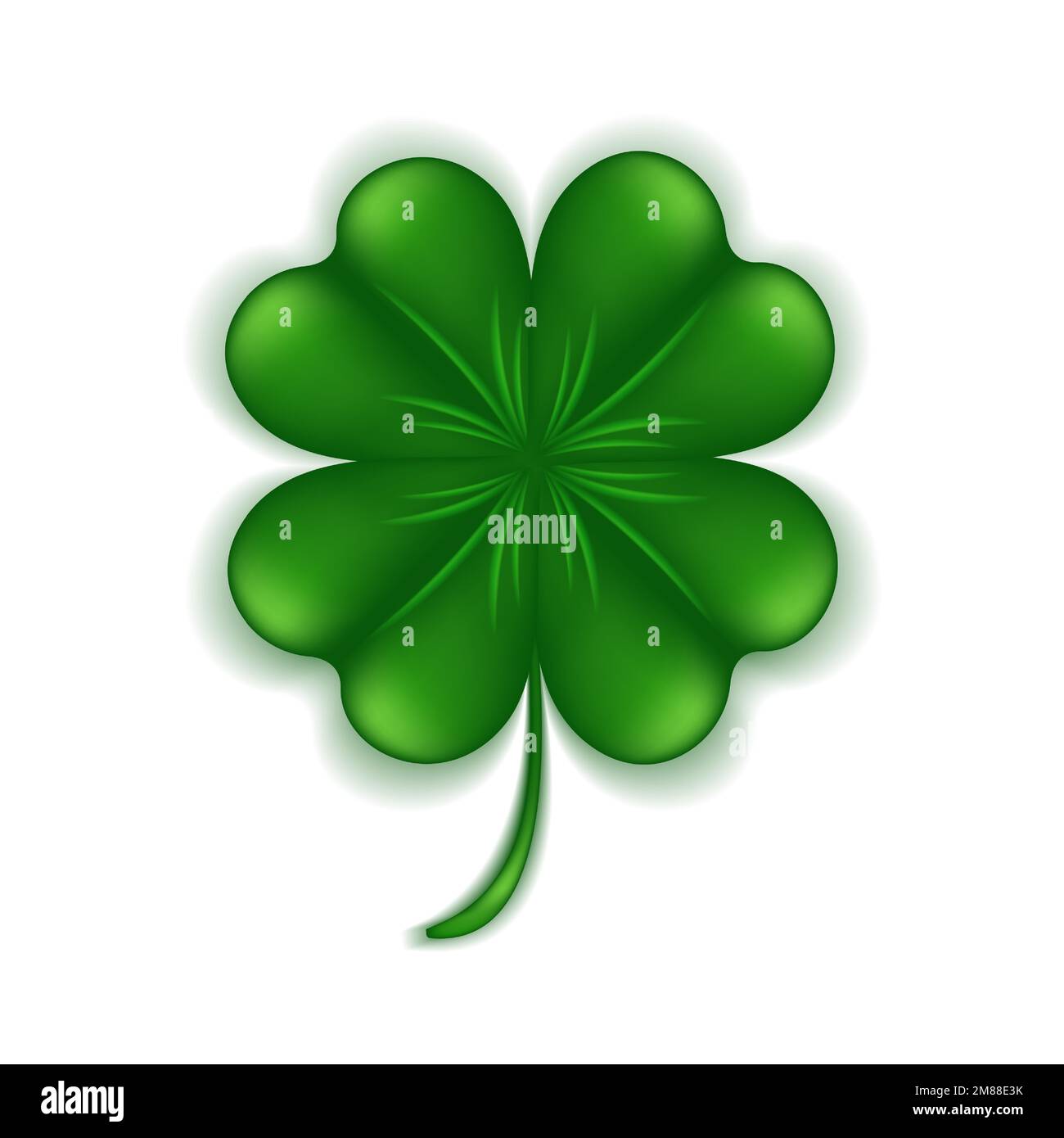 Green Clover Leaf Isolated On White Background Four Leaf Clover 3d