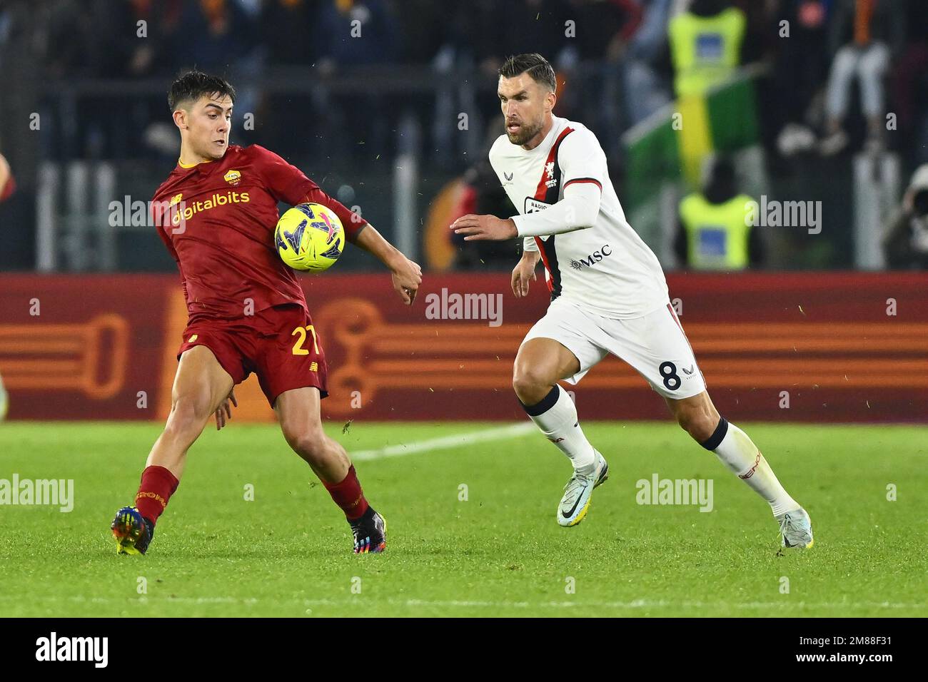 Paulo Dybala of A.S. Roma and Kevin Johannes Willem Strootman of Genoa CFC  during the Coppa Italia eighth-final between A.S. Roma vs Genoa C.F.C on Ja  Stock Photo - Alamy