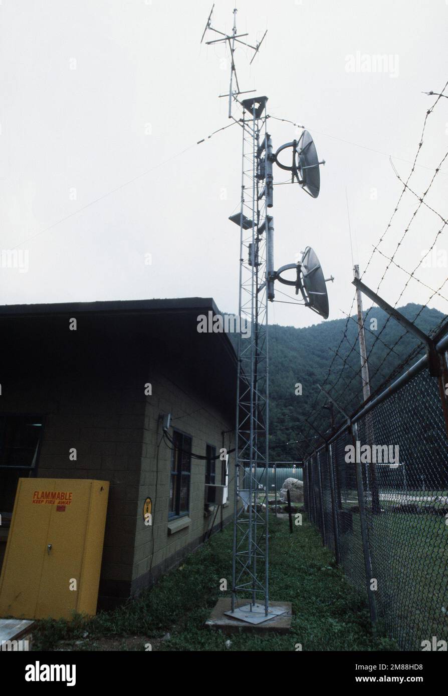 A view of an antenna array at the rear of the Pil Sung bombing range